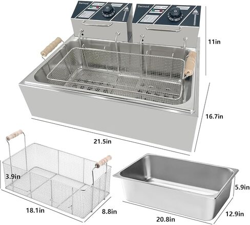 Electric Deep Fryer with Basket for Home Use, Countertop Deep Fryer 1700w Powerful Performance 4.2Qt Capacity Stainless Steel Oil Fryer in Saudi Arabia