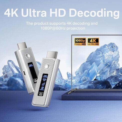 Upgraded Wireless HDMI Transmitter and Receiver, 164FT/50M Plug & Play Portable Extender, 4K Decode 1080P Output,Ultra Low Latency 5.8G + 2.4G for Streaming Video and Audio from Laptop/PC/TV/Projector in Saudi Arabia