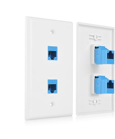 Cable Matters 2-Pack 2-Port Ethernet Wall Plate, Cat6 Wall Plate with White RJ45 Keystone Jack, Ethernet Jack Outlet in White in Saudi Arabia