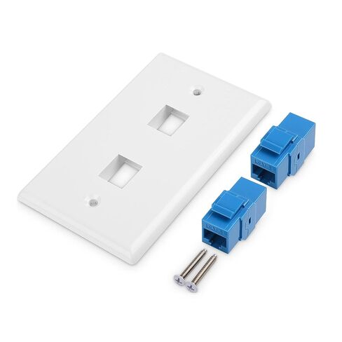 Cable Matters 2-Pack 2-Port Ethernet Wall Plate, Cat6 Wall Plate with White RJ45 Keystone Jack, Ethernet Jack Outlet in White in Saudi Arabia
