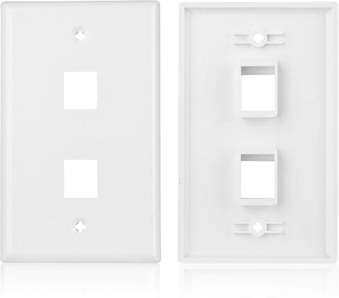 Cable Matters 2-Pack 2-Port Ethernet Wall Plate, Cat6 Wall Plate with White RJ45 Keystone Jack, Ethernet Jack Outlet in White in Saudi Arabia