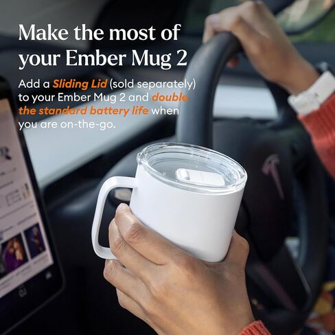 Ember Temperature Control Smart Mug 2, 14 Oz, App-Controlled Heated Coffee Mug with 80 Min Battery Life and Improved Design, White (Renewed) in Saudi Arabia