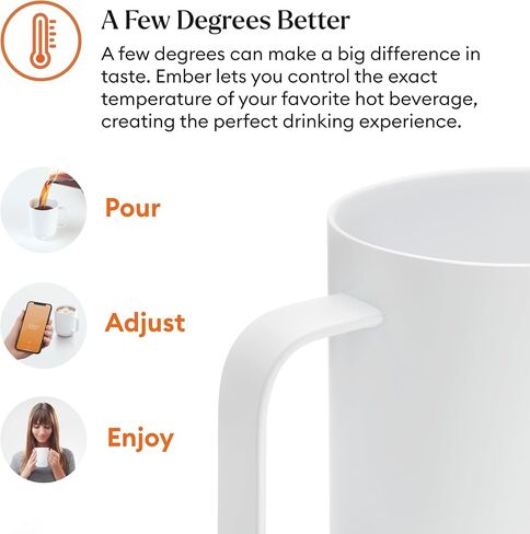 Ember Temperature Control Smart Mug 2, 14 Oz, App-Controlled Heated Coffee Mug with 80 Min Battery Life and Improved Design, White (Renewed) in Saudi Arabia