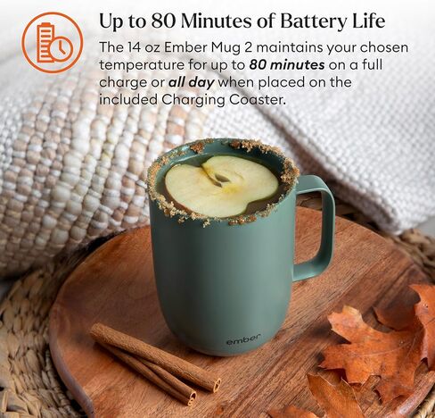 Ember Control Smart 2 ، 14 Oz ، Mug Coffee Coffee Hutcled مع عمر بطارية 80 دقيقة وتصميم محسّن ، أبيض (متجدد) in Kuwait