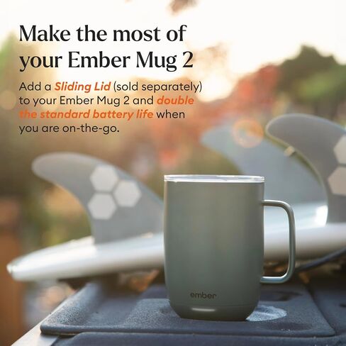 Ember Control Smart 2 ، 14 Oz ، Mug Coffee Coffee Hutcled مع عمر بطارية 80 دقيقة وتصميم محسّن ، أبيض (متجدد) in Kuwait