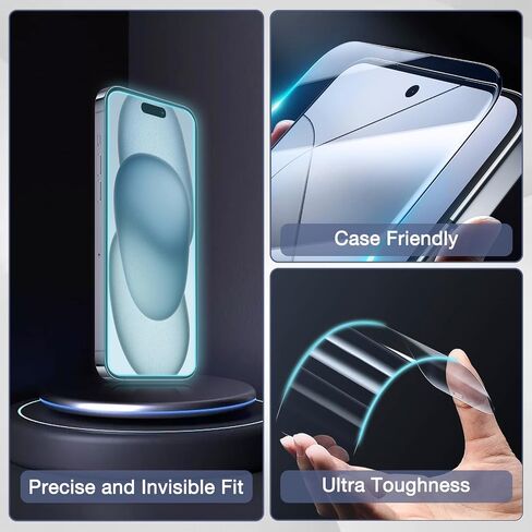 2-Pack Anti Blue Light Matte Screen Protector for iPhone 14 Pro/iPhone 15 / iPhone 16, 9H Tempered Glass, Full Coverage, Anti-Fingerprint, Auto Dust-Elimination, No Bubble, Easy Installation in Saudi Arabia