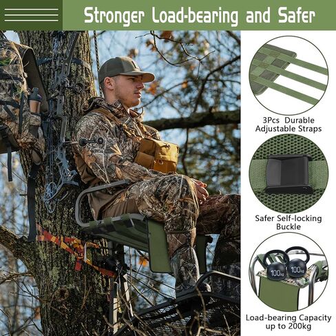 استبدال مقعد GJL Tree Stand مع الجيب ، وسادة مقعد الرغوة الشاملة مع حزام قابل للتعديل ، وملحقات حامل الأشجار تناسب حوامل تسلق السلم ، وخفيفة الوزن ومحمولة in Kuwait