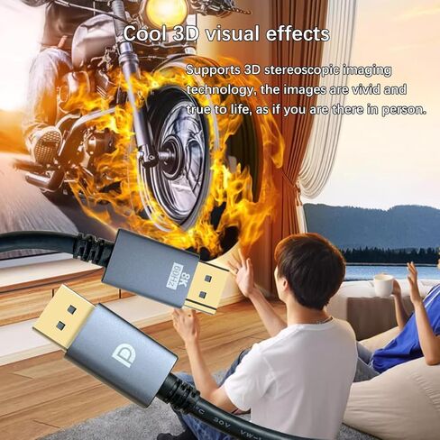 DisplayPort Cable 1.4،8K DP Cable 9.9ft (8K@60Hz ، 4K@240Hz ، 2K@1800Hz) HBR3 دعم 32.4 جيجابت في الثانية ، HDR ، منفذ عرض مضفر لشاشة الألعاب ، الرسومات ، الكمبيوتر (3M) in Kuwait