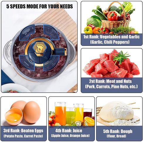 VovioCleoFood Processors 500W Powerful Small Meat Grinder & Food Chopper 5LElectric Vegetable Chopper 5-Speed Mode for Meat fish Nuts Fruits Vegetables wait in Saudi Arabia