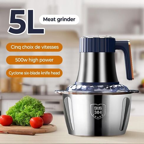 VovioCleoFood Processors 500W Powerful Small Meat Grinder & Food Chopper 5LElectric Vegetable Chopper 5-Speed Mode for Meat fish Nuts Fruits Vegetables wait in Saudi Arabia