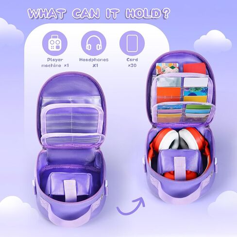 الحمل المتوافق مع Yoto Mini (2024 Edition) ، 30 بطاقة تخزين بطاقات مع حزام المقبض والكتف ، حالة حماية السفر لملحقات اللاعب وسماعات الرأس (الأزرق) in Kuwait