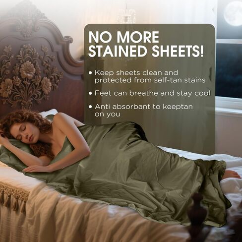 Ultralight Sleeping Bag Liner - 5.3 oz Washable Adult Sleep Sack & Travel Sheets, Self Tan Sleep Sack with Two-Way-Zipper, for Backpacking, Hotel, Camping, Travel in Kuwait