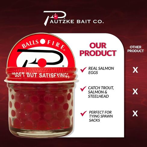 Pautzke Balls O' Fire Salmon Eggs Fishing Bait - Famous & Effective Trout Bait - UV Enhanced Accesorios de Pesca - Leading Power Bait Fishing Trout with Satisfying Salmon Fish Eggs (Green Label, 1 oz) in Saudi Arabia