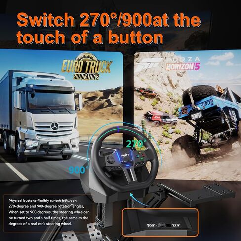 PXN PC Racing Wheel ، V900 Gen2 Universal USB Car SIM 270/900 درجة سباق التوجيه مع دواسات للكمبيوتر الشخصي ، PS3 ، PS4 ، Xbox One ، Xbox Series X/S ، Switch in Kuwait