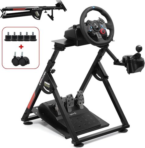 GTPLAYER Flight Racing Simulation Stand Foldable Gaming Stand Compatible with Logitech/Thrustmaster/PXN Gaming Devices Adjustable Stable Simulator Cockpit Stand, Electronic Device Not Included, Black in Saudi Arabia