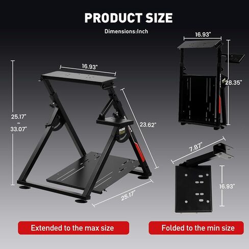 GTPLAYER Flight Racing Simulation Stand Foldable Gaming Stand Compatible with Logitech/Thrustmaster/PXN Gaming Devices Adjustable Stable Simulator Cockpit Stand, Electronic Device Not Included, Black in Saudi Arabia
