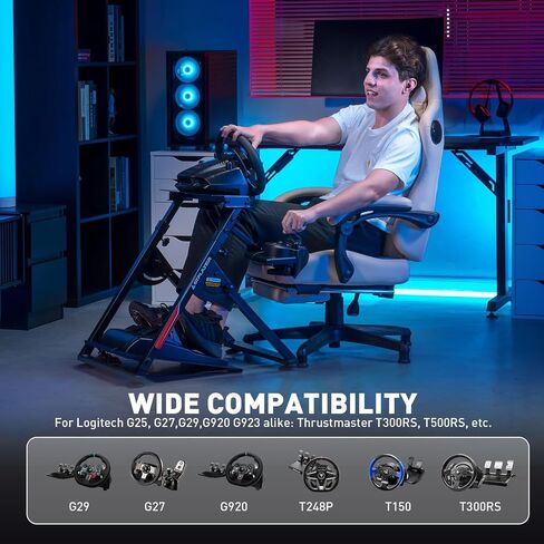GTPLAYER Flight Racing Simulation Stand Foldable Gaming Stand Compatible with Logitech/Thrustmaster/PXN Gaming Devices Adjustable Stable Simulator Cockpit Stand, Electronic Device Not Included, Black in Saudi Arabia