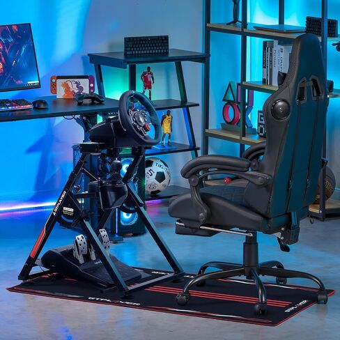 GTPLAYER Flight Racing Simulation Stand Foldable Gaming Stand Compatible with Logitech/Thrustmaster/PXN Gaming Devices Adjustable Stable Simulator Cockpit Stand, Electronic Device Not Included, Black in Saudi Arabia