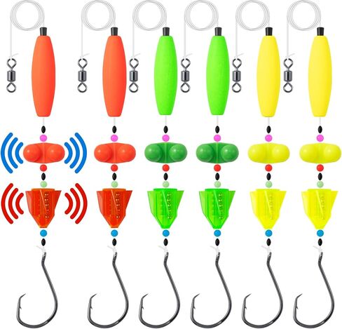 3Pcs/6Pcs Catfish Fishing Rigs Ready Kit，2 in 1 Rotating rattles/Double Rattles Beads, Float Rigs Tackle Santee Rig Peg Catfish，Free Adjustment in freshwter and Saltwater in Saudi Arabia