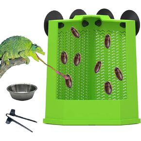 Chameleon Feeder Bearded Dragon Feeder Box Reptile Feeder Cricket Feeder with Suction Cup, Wall Mounted Insect Feeder, Tank Accessories for Lizard, Iguana, Gecko, Frog (Medium) in Kuwait
