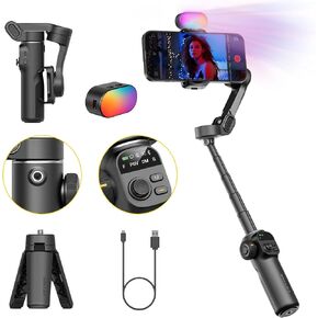 Gimbal Stabilizer for iPhone, 3-Axis iPhone Gimbal Built in 7.8' Extension Rod, Portable Gimbal Stabilizer w/OLED Display for iPhone/Android, Perfect for TikTok YouTube Vlogging-Smart X2 Black in Kuwait