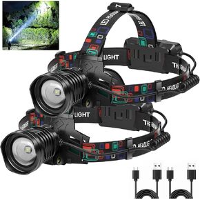 مصفرة أمامية قابلة لإعادة الشحن قابلة لإعادة شحنها سوبر لامع 99000 لامعة ، 2Pack LED LAMP مع 3 أوضاع ، 90 ° أضواء رأس قابلة للتعديل للجبهة ، مصابيح أمامية IPX6 مقاومة للماء للبالغين المشي لمسافات طويلة التخييم in Kuwait