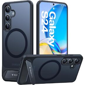 TORRAS Strong Magnetic & Seamless Stand for Samsung Galaxy S25 Ultra Case, Fit for MagSafe, Mil-Grade Drop Protection, Kickstand for Samsung Galaxy S25 Ultra Case, Translucent Back/Black Edge in Kuwait