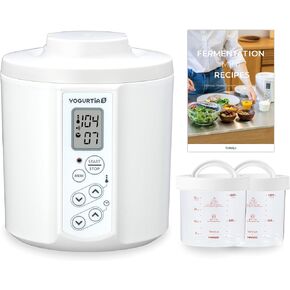 [TANICA] YOGURTiA Fermented Food Maker (1.1L, White, Made in Japan) - Makes Yogurt and Amazake - Includes 2 Glass Pots + Onsen Eggs Stand in Saudi Arabia