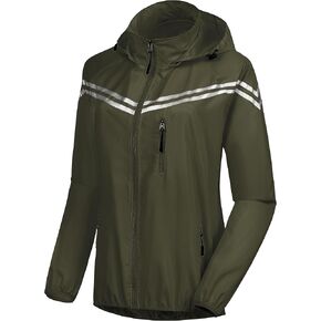 CREATMO US Women's Packable Waterproof Running Rain Coat Reflective Cycling Jacket Windbreaker With Detachable Hood in Kuwait
