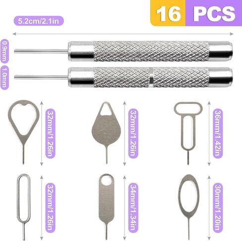 16 Pack SIM Card Ejector Tool Kit, Phone Tray Opener Pin for Easy Removal, Standard Key for Most Cell Phones, Tablets and Other Mobile Devices in Kuwait