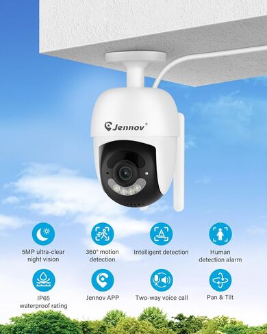 Jennov 5MP Wireless Security Camera System مع Monitor-8Ch NVR Kit مع 4 كاميرات تعمل بالطاقة ، 1 تيرابايت ، الرؤية الليلية ، الكشف عن الحركة ، IP66 ، بدون اشتراك ، مراقبة منزلية داخلية/خارجية in Kuwait