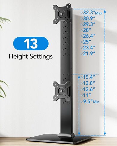 Huanuo Dual Monitor Stand ، Monitor Monitor Mount لشاشتين من 13 إلى 34 بوصة ، ناهض شاشة مستقل مع دوارة ، إمالة ، دوران و 13 إعدادات ، حمولة كحد أقصى 44 رطلاً ، Max Vesa 100x100 in Saudi Arabia