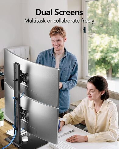 Huanuo Dual Monitor Stand ، Monitor Monitor Mount لشاشتين من 13 إلى 34 بوصة ، ناهض شاشة مستقل مع دوارة ، إمالة ، دوران و 13 إعدادات ، حمولة كحد أقصى 44 رطلاً ، Max Vesa 100x100 in Saudi Arabia