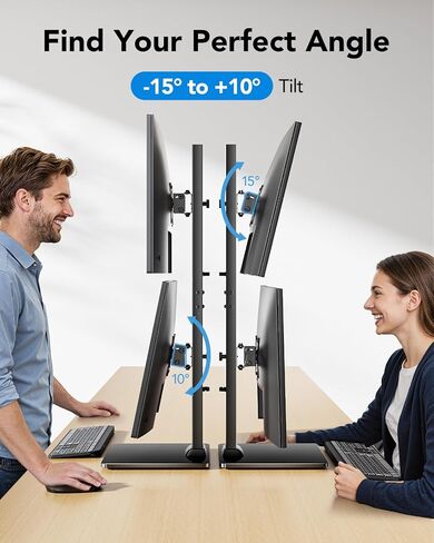 Huanuo Dual Monitor Stand ، Monitor Monitor Mount لشاشتين من 13 إلى 34 بوصة ، ناهض شاشة مستقل مع دوارة ، إمالة ، دوران و 13 إعدادات ، حمولة كحد أقصى 44 رطلاً ، Max Vesa 100x100 in Saudi Arabia