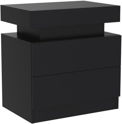 Grey Night Stand Set 2 Modern Bedside Tables with 2 Drawers Bedroom Night Stands Set of 2 LED Night Stand for Bedroom, Living Room in Saudi Arabia
