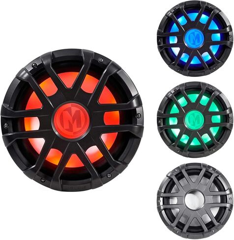 Memphis Audio MXA1044 500W 10 "مزدوج 4 أوم مضخم الصوت البحري مع مصابيح LED RGB ، تصميم مقاوم للطقس ، مخروط البولي بروبيلين مع محيط مطاطي ، مثالي للقوارب ، UTVs ، PowerSports والصوت الخارجي in Kuwait