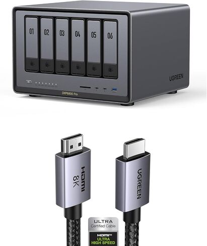 UGREEN NASync DXP6800 Pro 6-Bay Desktop NAS,Network Attached Storage (Diskless) Bundle with 8K HDMI 2.1 Cable 48Gbps 10FT in Kuwait