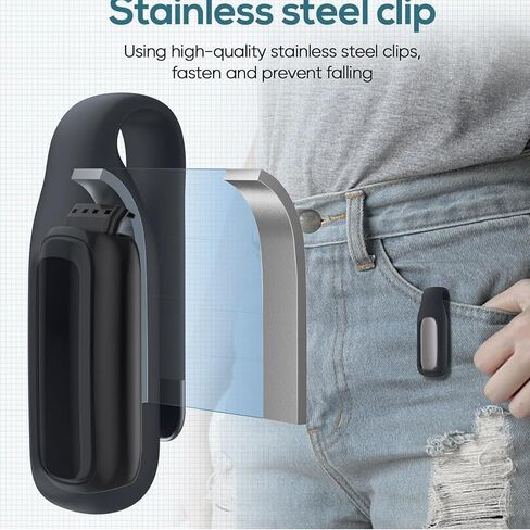 Compatible with NotePin Clip Case, Soft Silicone Clip Clasp Case Holder Compatible with NotePin AI Voice Recorder (Black+Blue) in Saudi Arabia