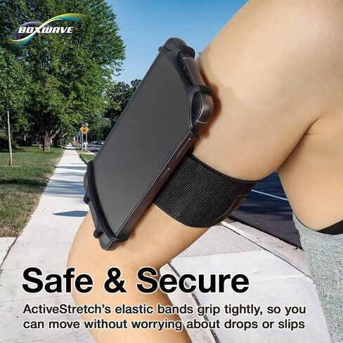 BoxWave Holster Compatible with Sony NW-E394 - ActiveStretch Sport Armband, Adjustable Armband for Workout and Running - Jet Black in Saudi Arabia