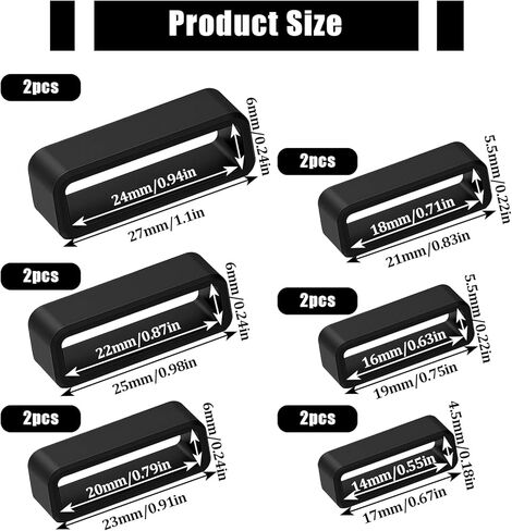12 PCS Watch Band Keepers ، 0.55in/0.63in/0.71in/0.79in/0.87in/0.94in silicone watch loops ، حلقات حزام حزام الساعات الرياضية الذكية in Saudi Arabia
