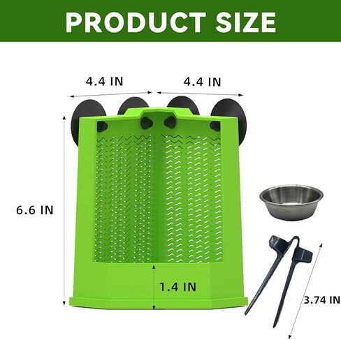 Chameleon Feeder Bearded Dragon Feeder Box Reptile Feeder Cricket Feeder with Suction Cup, Wall Mounted Insect Feeder, Tank Accessories for Lizard, Iguana, Gecko, Frog (Medium) in Kuwait