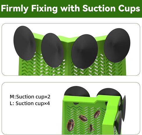 Chameleon Feeder Bearded Dragon Feeder Box Reptile Feeder Cricket Feeder with Suction Cup, Wall Mounted Insect Feeder, Tank Accessories for Lizard, Iguana, Gecko, Frog (Medium) in Kuwait