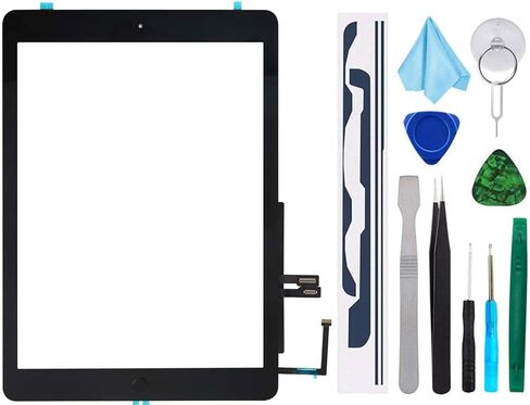 مجموعة إصلاح أرقام أسود لـ iPad 9.7 "2018 iPad 6 6th Gen A1893 A1954 Bubizizer Placitizer مع زر الصفحة الرئيسية + لاصق + أدوات in Kuwait