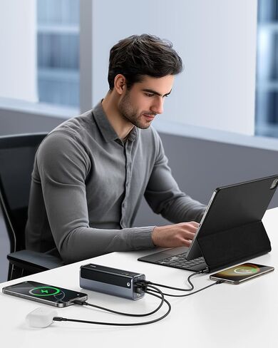 BASEUS 20800MAH 145W BANK POWER BANK BUNDLE مع محطة إرساء زميل في الفضاء (MAC) ، الشاشة الرقمية ، محطة إرساء USB C 3 مع 4K HDMI ، منافذ USB 10 جيجابت في الثانية ، 100 واط PD ، Gigabit Ethernet ، الصوت ، الصوت in Saudi Arabia
