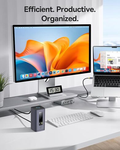 BASEUS 20800MAH 145W BANK POWER BANK BUNDLE مع محطة إرساء زميل في الفضاء (MAC) ، الشاشة الرقمية ، محطة إرساء USB C 3 مع 4K HDMI ، منافذ USB 10 جيجابت في الثانية ، 100 واط PD ، Gigabit Ethernet ، الصوت ، الصوت in Saudi Arabia