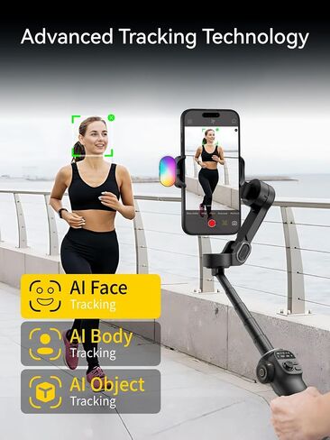 مثبت Gimbal for iPhone ، iPhone gimbal من 3 محاور تم إنشاؤه في قضيب تمديد 7.8 بوصة ، مثبتات gimbal portable مع شاشة OLED لأجهزة iPhone/Android ، مثالية لتيكتوك يوتيوب vlogging-smart x2 in Saudi Arabia