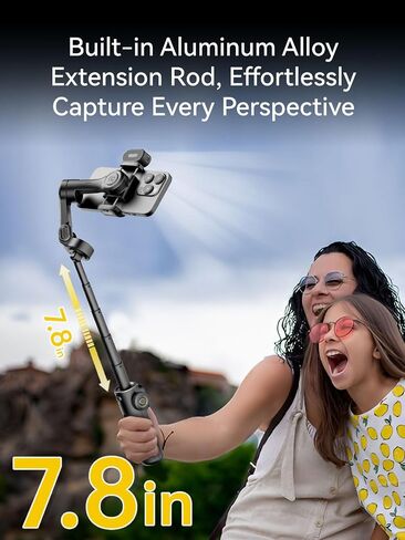مثبت Gimbal for iPhone ، iPhone gimbal من 3 محاور تم إنشاؤه في قضيب تمديد 7.8 بوصة ، مثبتات gimbal portable مع شاشة OLED لأجهزة iPhone/Android ، مثالية لتيكتوك يوتيوب vlogging-smart x2 in Saudi Arabia