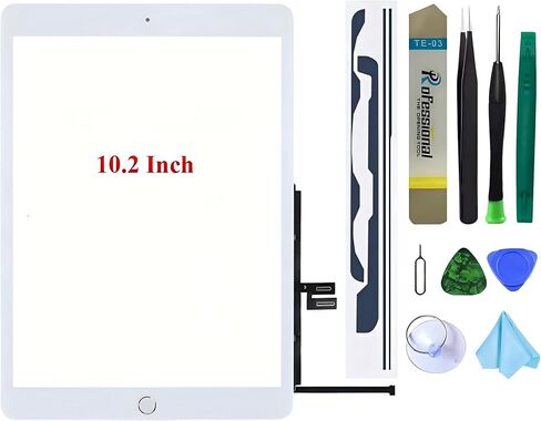 for iPad 7/8 Touch Screen Replacement A2197 A2198 A2200 A2270 A2428 A2429 A2430,for iPad 7th 8th Gen 10.2 Inch Digitizer Glass Replacement with Home Button+ Repair Kits(White) in Saudi Arabia