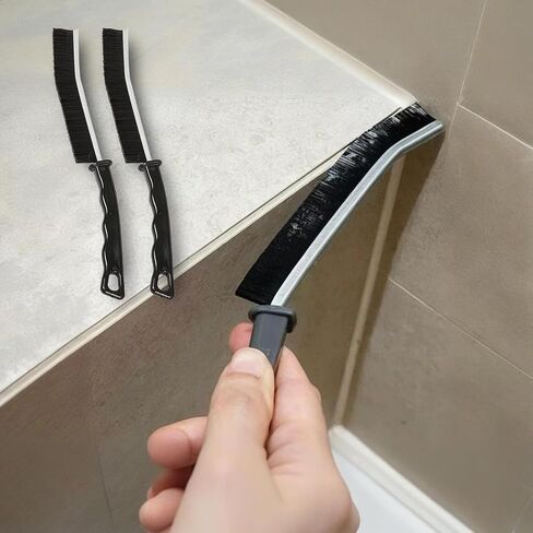 2 Pack Crevice Cleaning Brush, Multifunctional Gap Cleaning Brush Tools with Hard Nylon Bristles, Ideal for Bathroom, Kitchen, Sink, Window, Black in Saudi Arabia