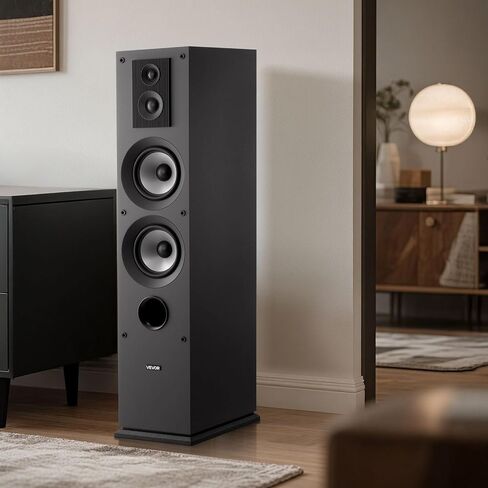 VEVOR Floorstanding Speakers Pair, 3-Way, Floor-Standing Tower Speakers with 0.75 in & 1 in Tweeter, Dual 5.25 in Woofers, 145W Peak Power, 70Hz–20kHz Frequency Response, MDF Enclosure, for Home Audio in Saudi Arabia